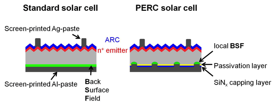 Standard-Solarzelle vs. PERC-Zelle