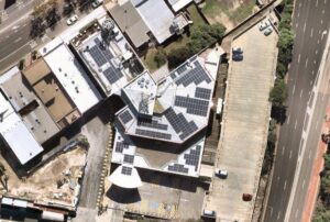 Balgowlah RSL 91kW solar panel installation aerial drone shot