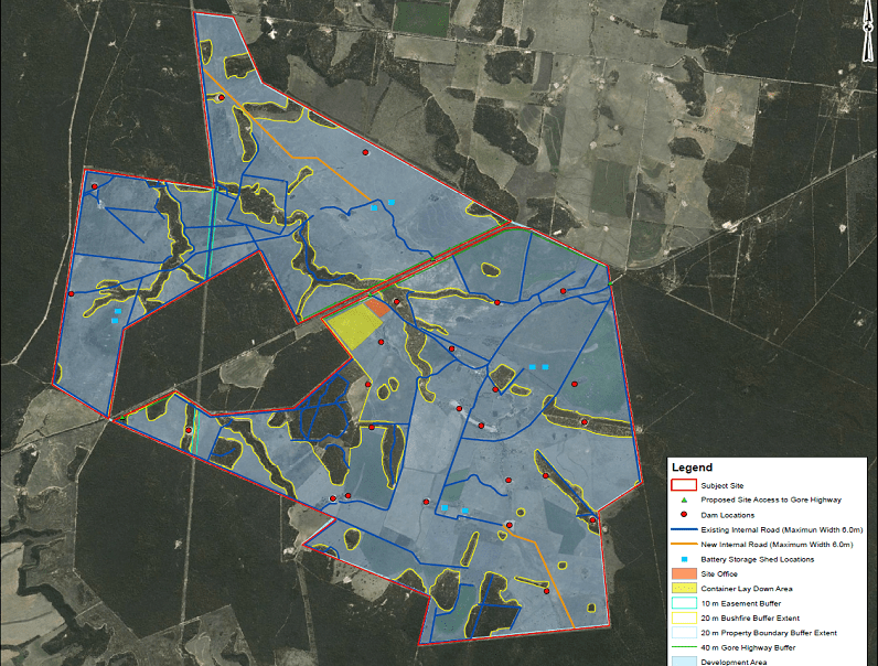 Bulli Creek Solar Farm, omtrentligt fodaftryk