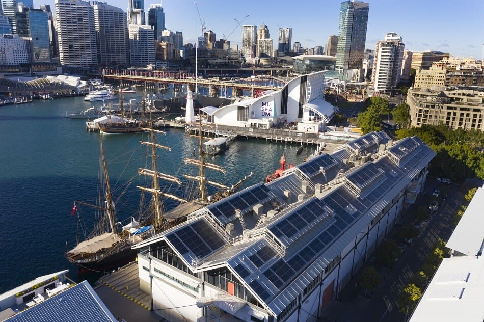 Sydney Maritime Museum kommercielt solpanel installerer eArche 235kW 