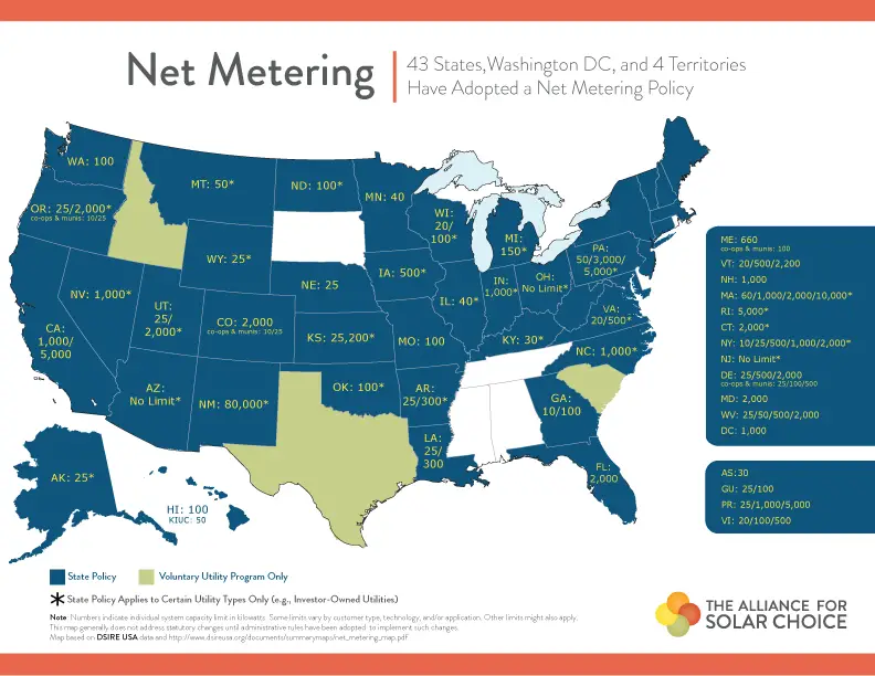 TASC Net Metering USA map